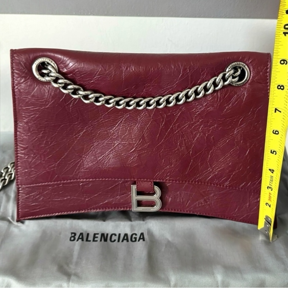 BALENCIAGA Crush Leather Medium Chain Shoulder Handbag Tote Crossbody Purse New - Picture 9 of 15